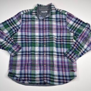 Tommy Bahama Shirt Button Long Sleeve Plaid Cotton Tencel Lyosell Gorp Casual